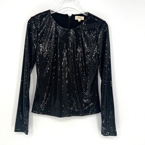 L'AGENCE Top Womens M Black Sequin Sparkle Night Out Party Glam Sparkle NYE